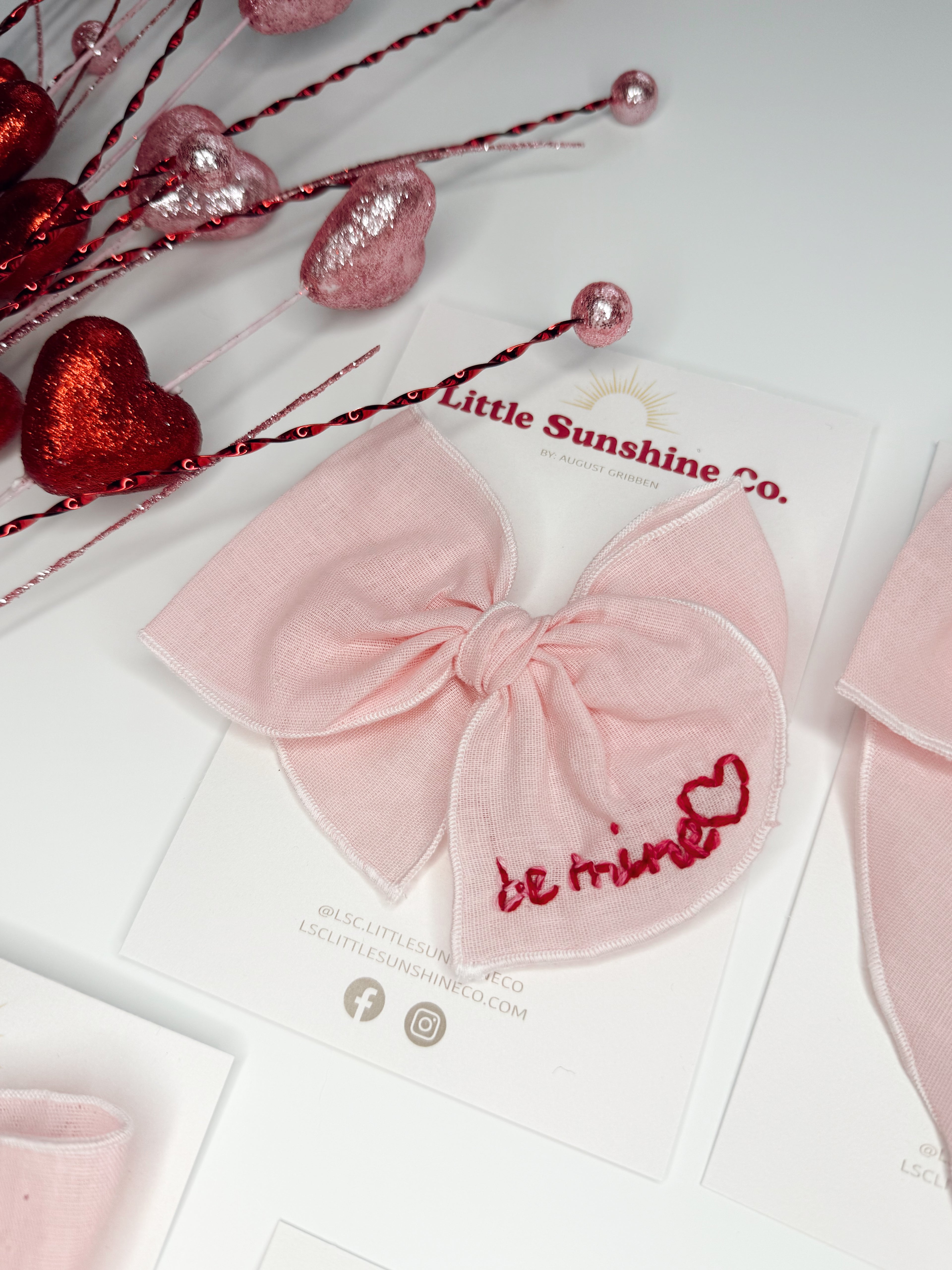 Valentine's Day Embroidered Hair Bows