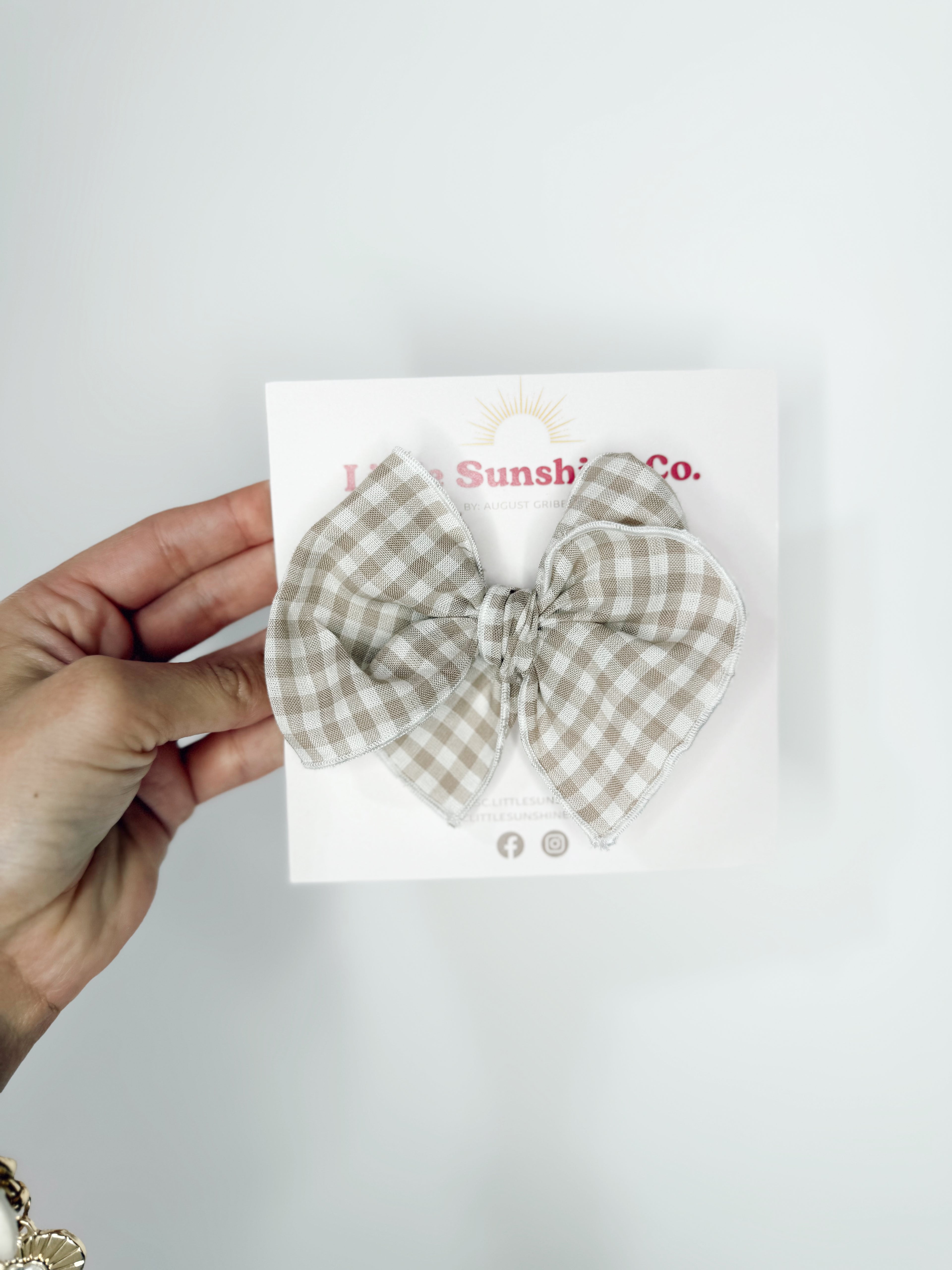 Neutral Gingham Hair Bows