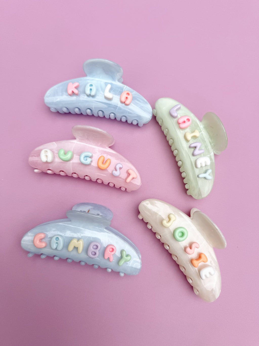 Personalized Bubble Letter Claw Clip