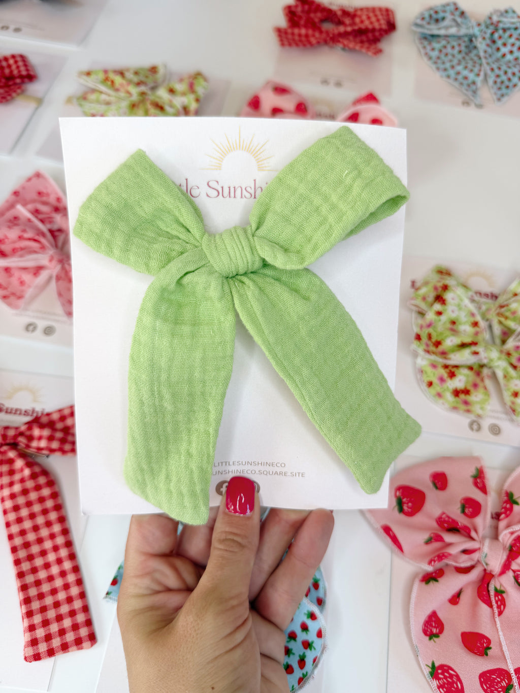 Lime Gauze Hair Bows