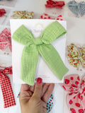 Lime Gauze Hair Bows
