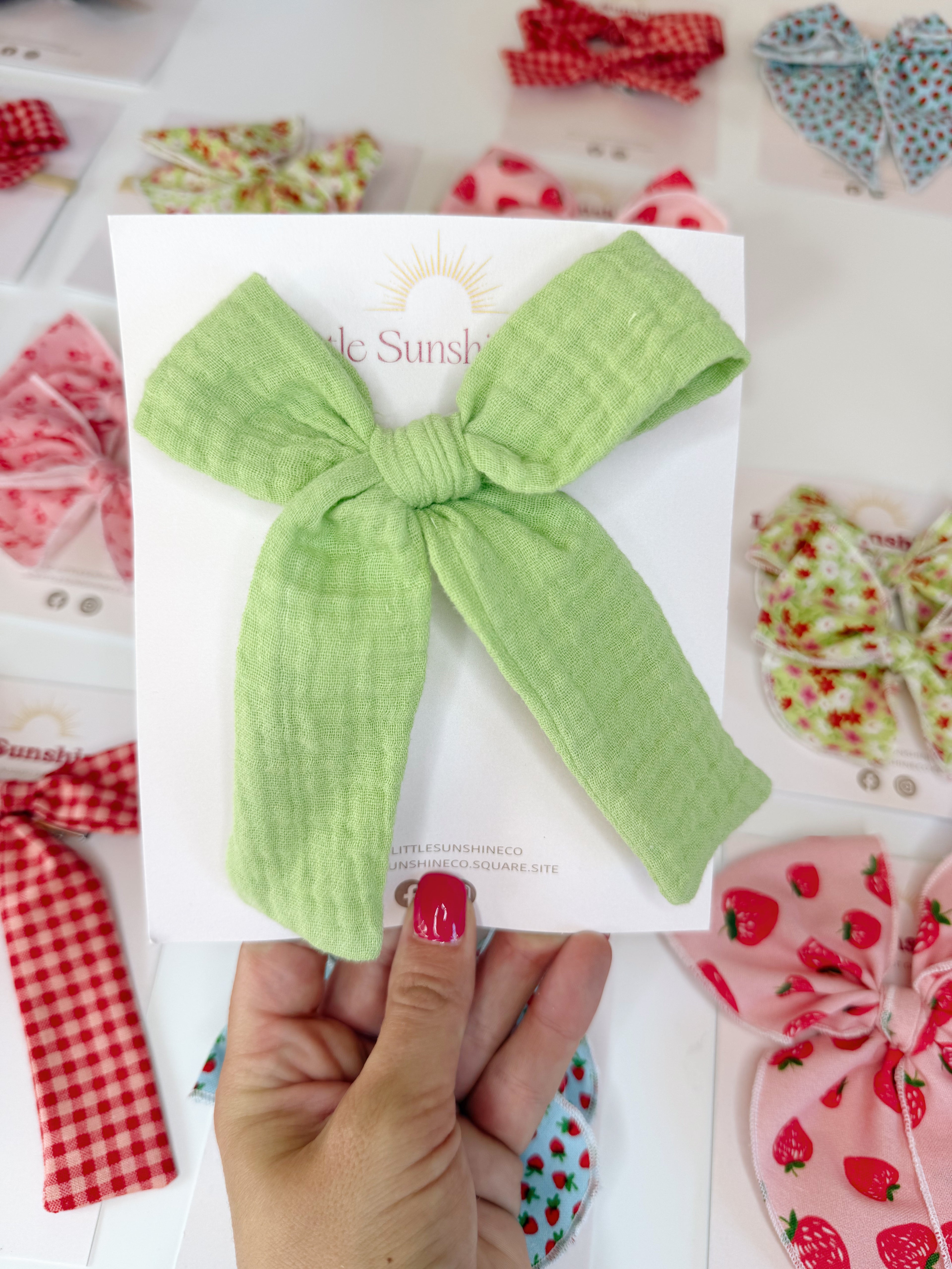 Lime Gauze Hair Bows