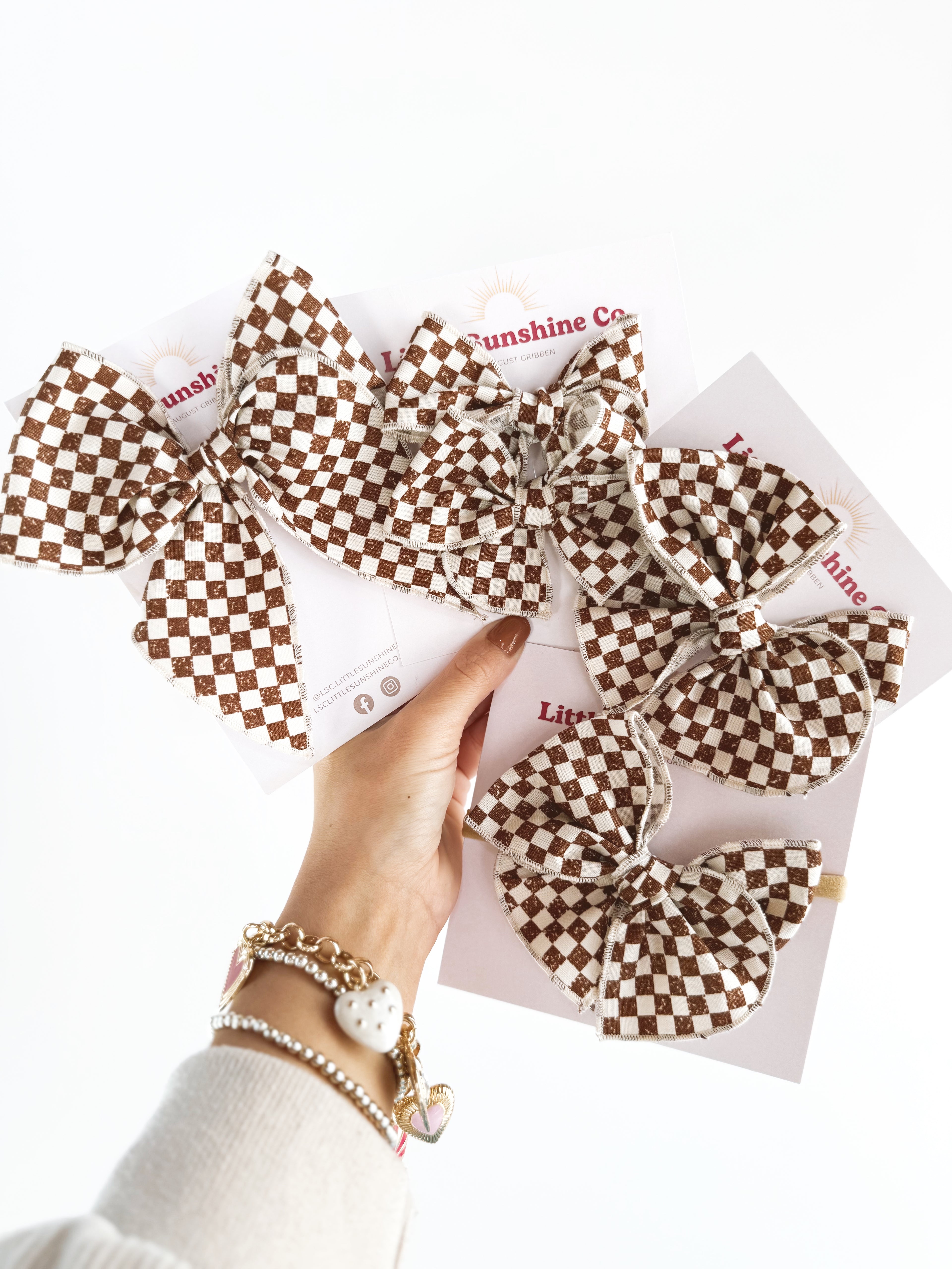Neutral Checks Hair Bows