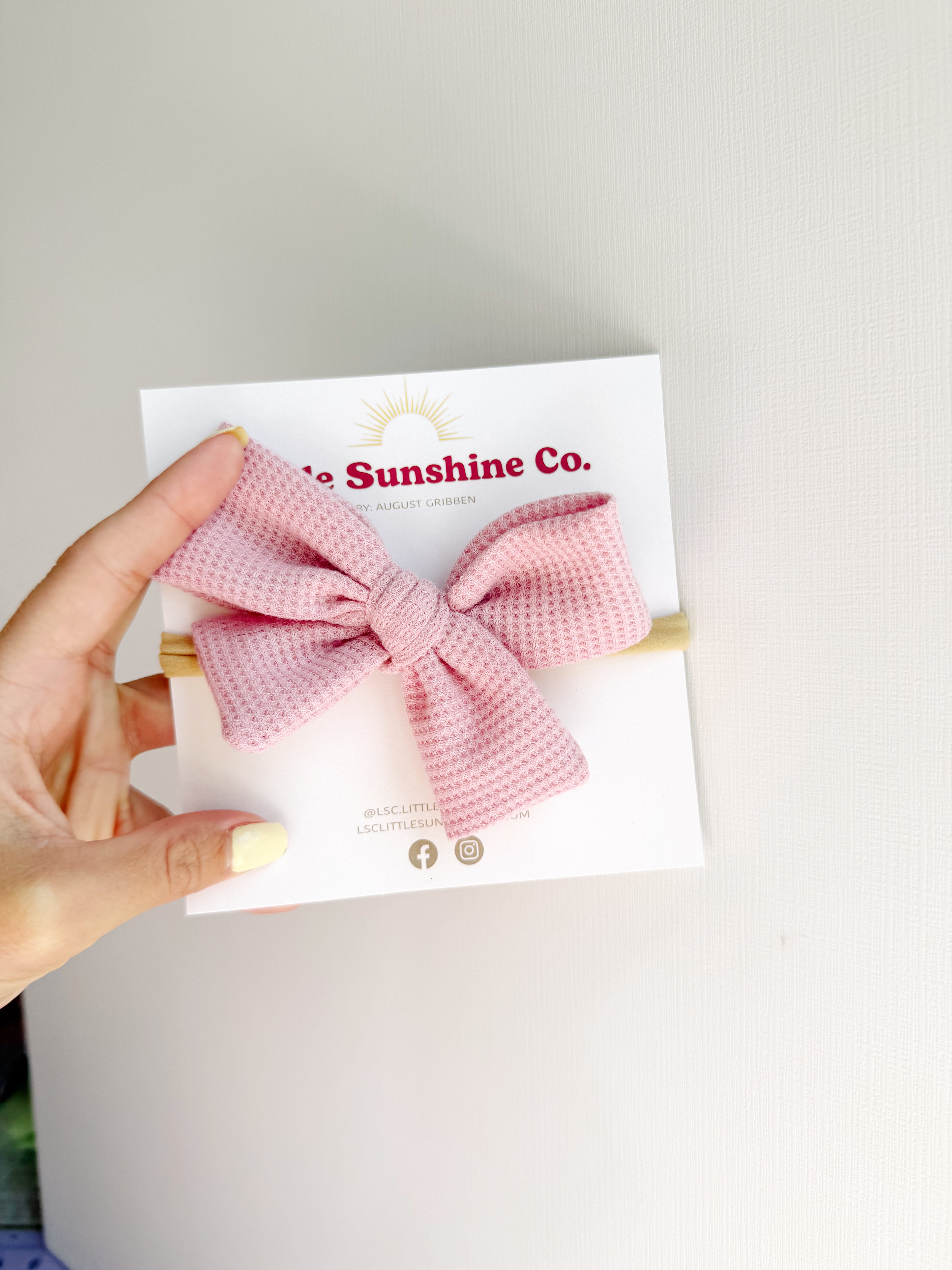 Pink Waffle Knit Hair Bows