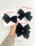 Black Waffle Knit Hair Bows