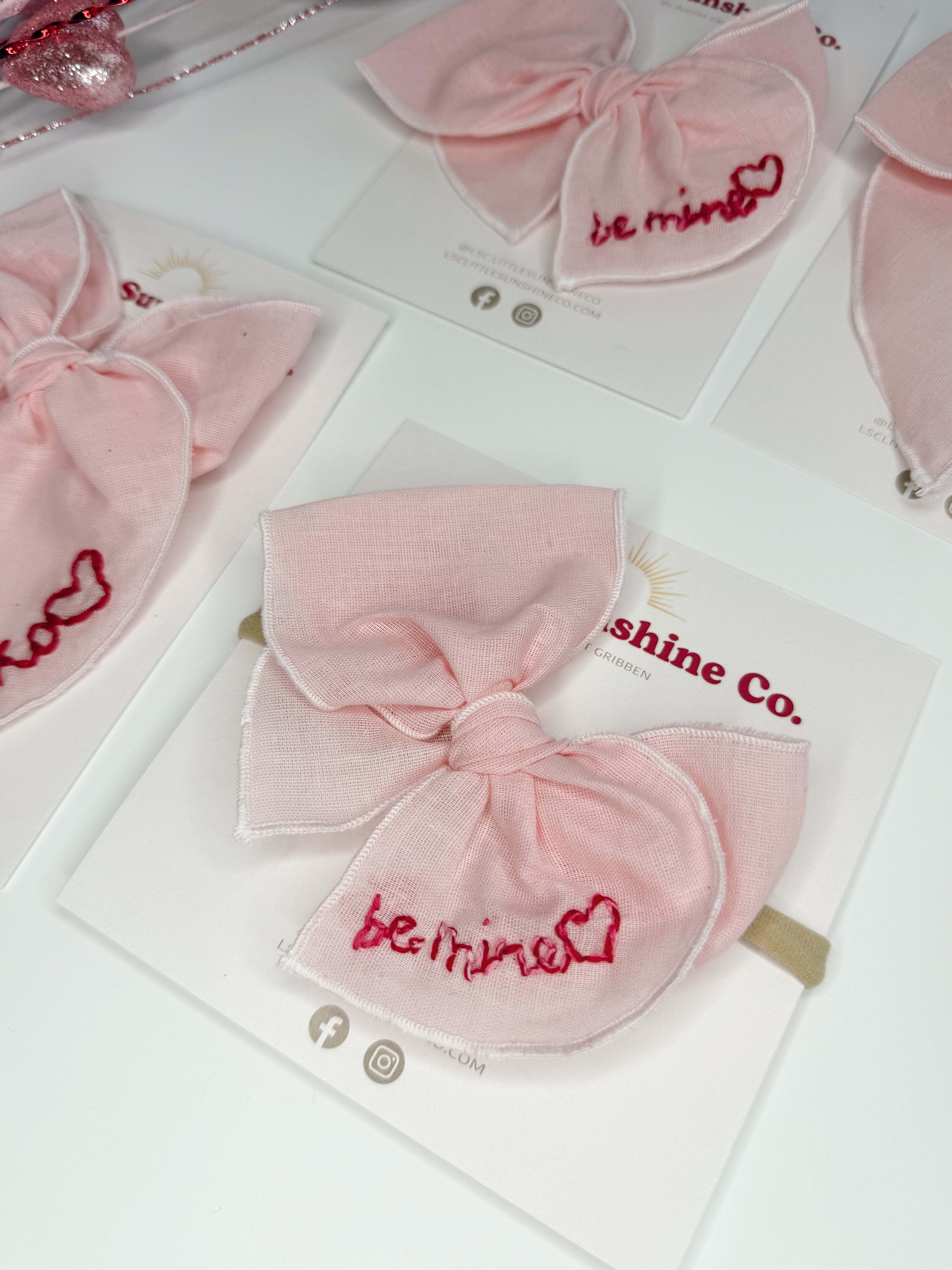 Valentine's Day Embroidered Hair Bows