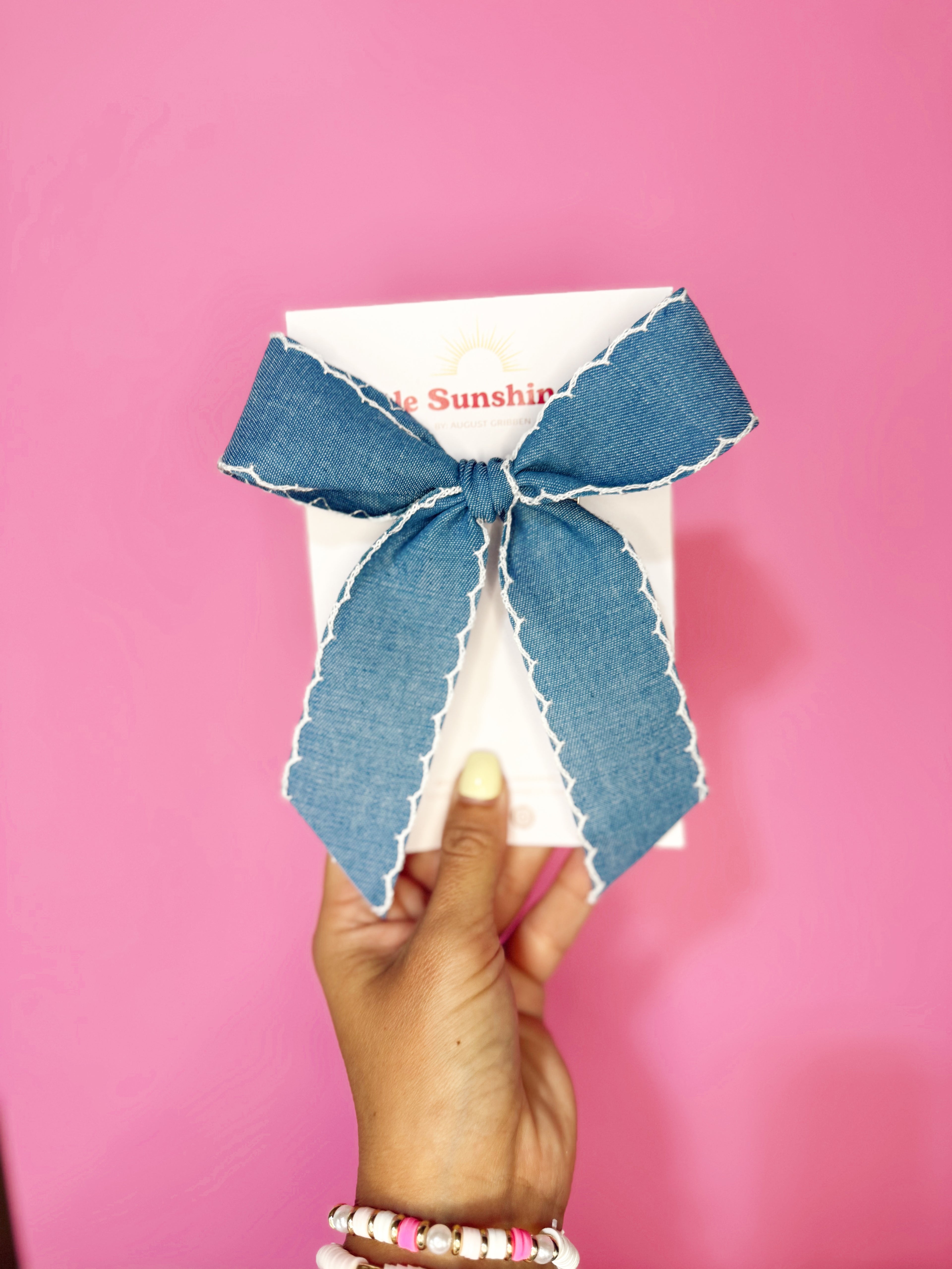Blue Jean Ribbed Bows 💙
