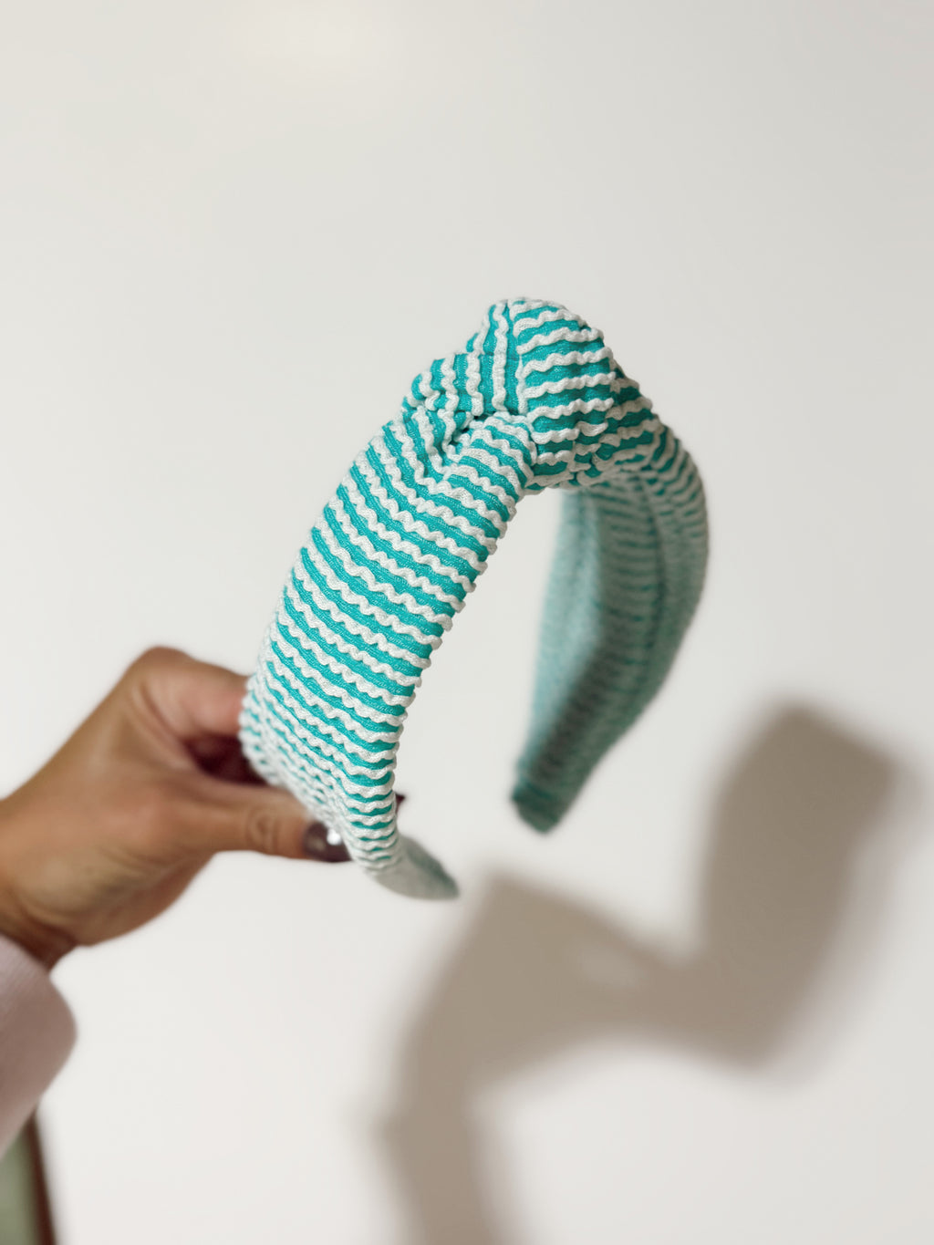 Teal Ribbed Knotted Headband