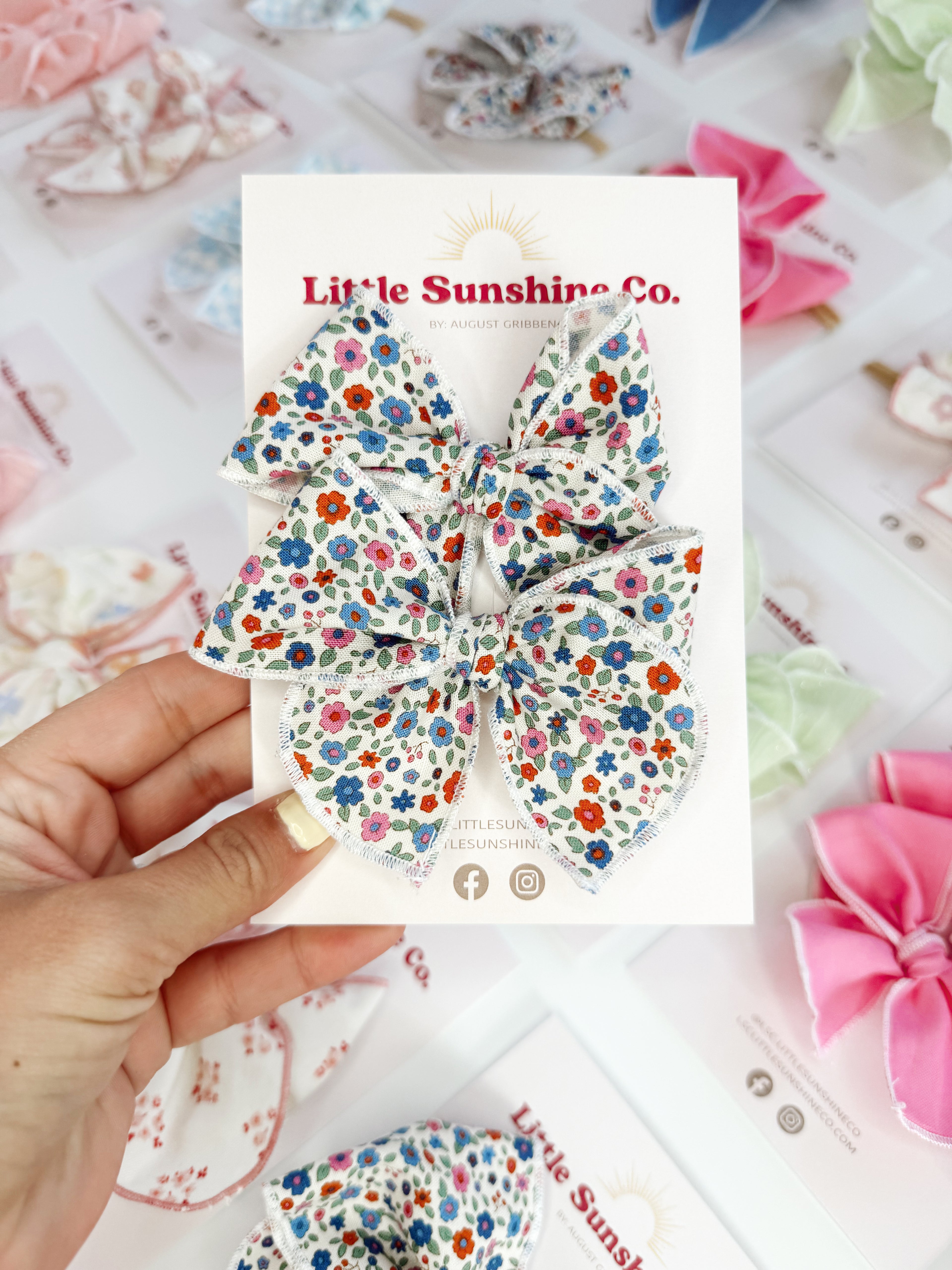 Evie Blue Floral Hair Bows