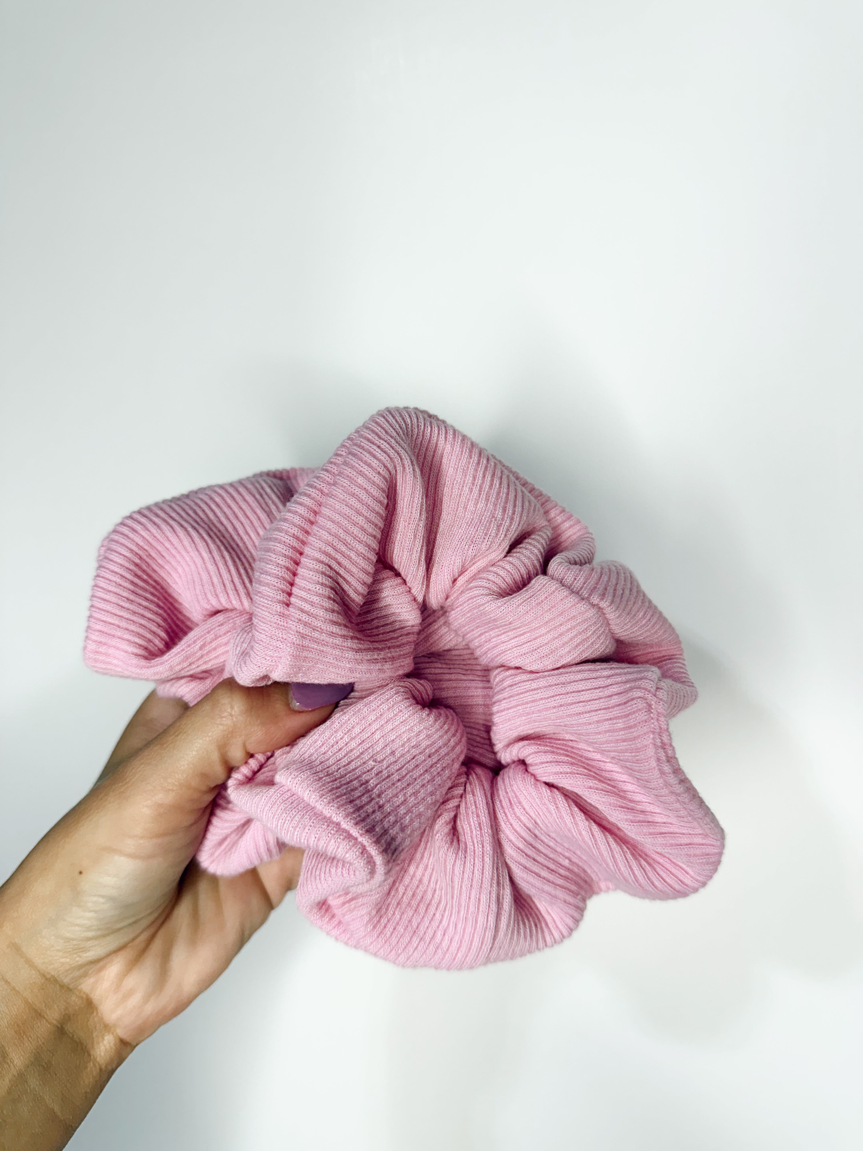Pink Ribbed Scrunchies