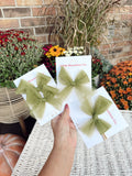 Mossy Olive Tulle Hair Bows