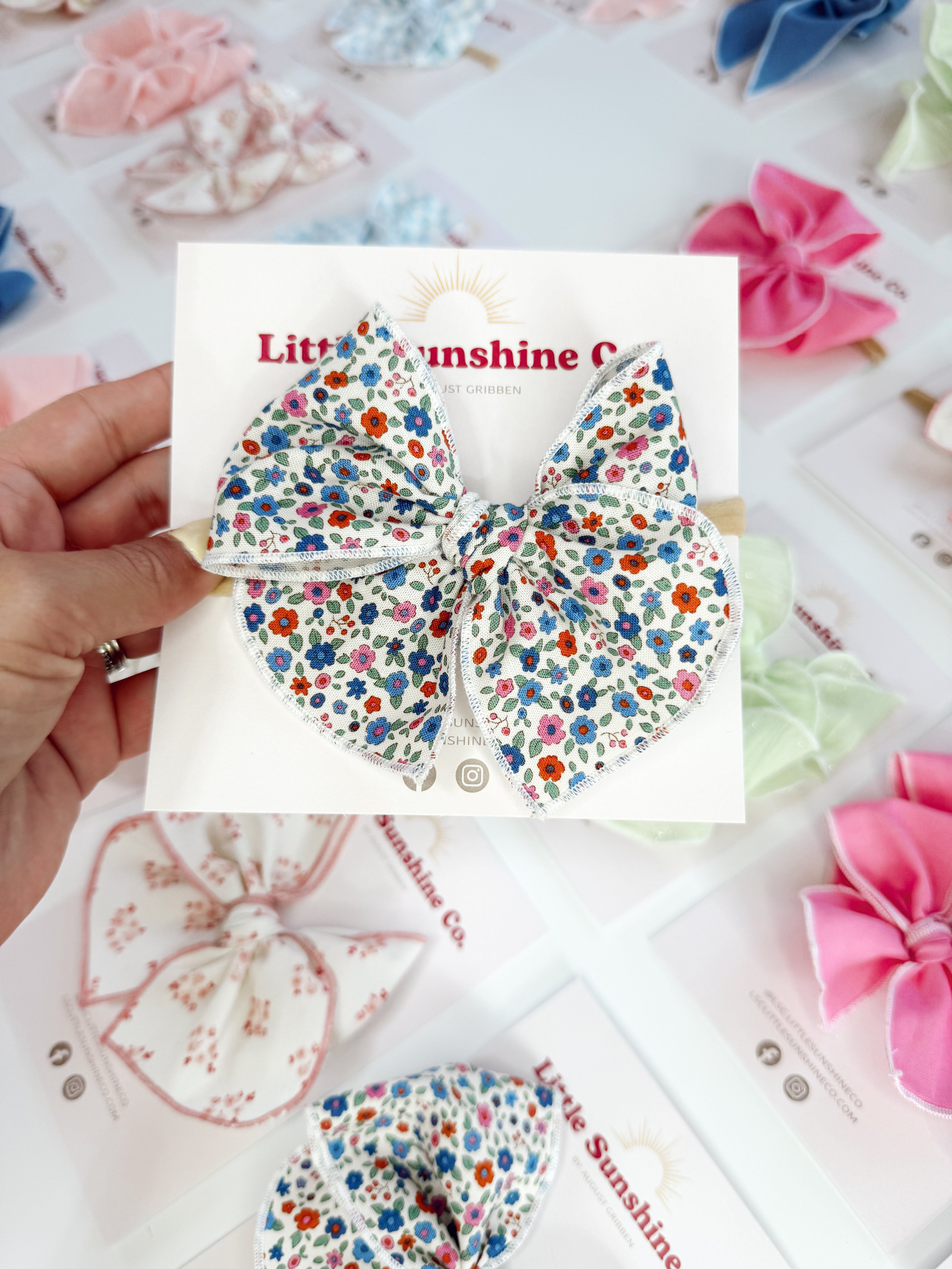 Evie Blue Floral Hair Bows