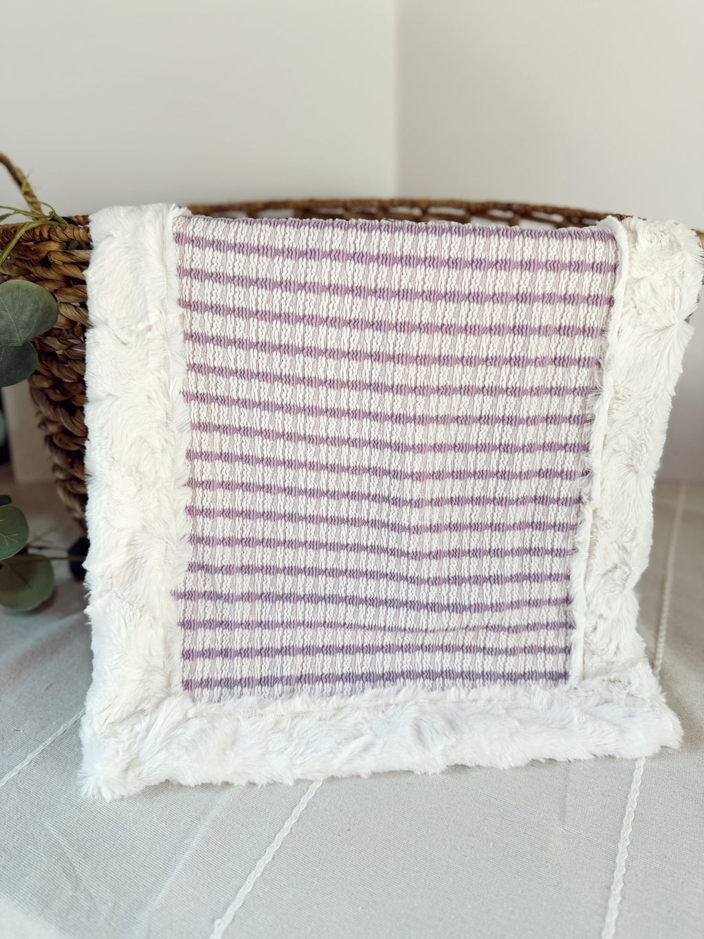 Lavender Stripes on Cream Snuggle Blankets