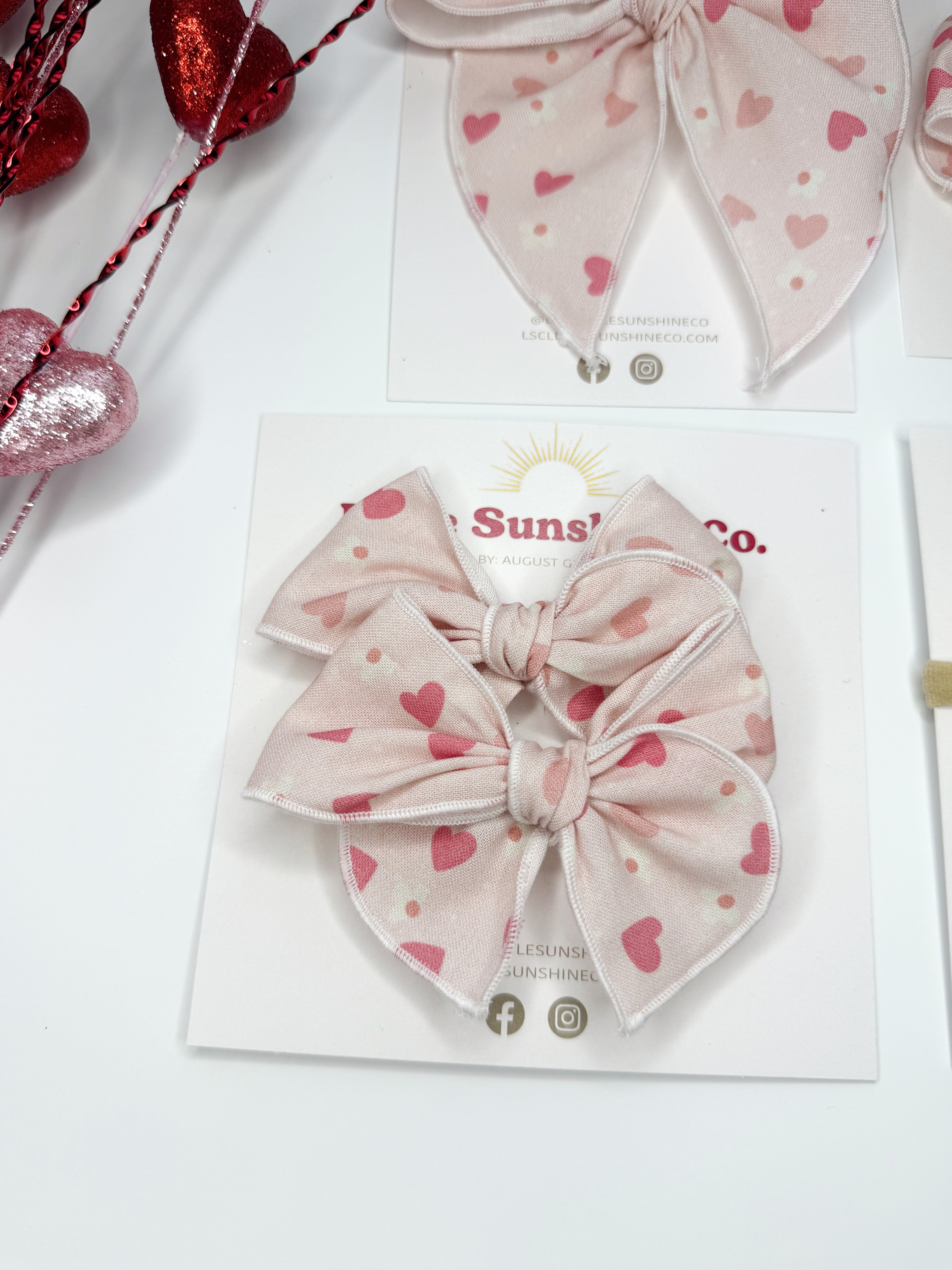 Blushing Hearts Hair Bows