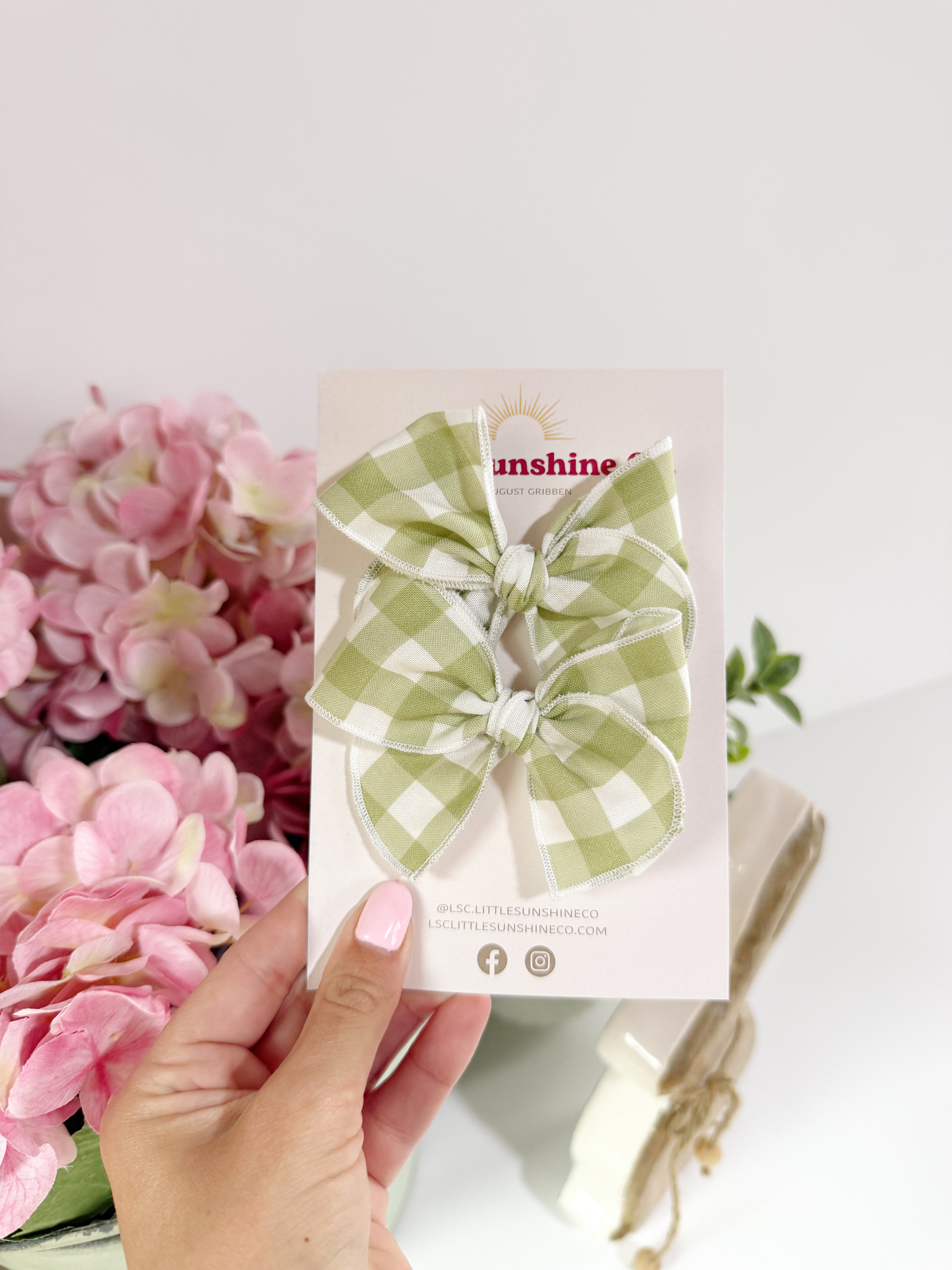 Garden Gingham Hair Bows