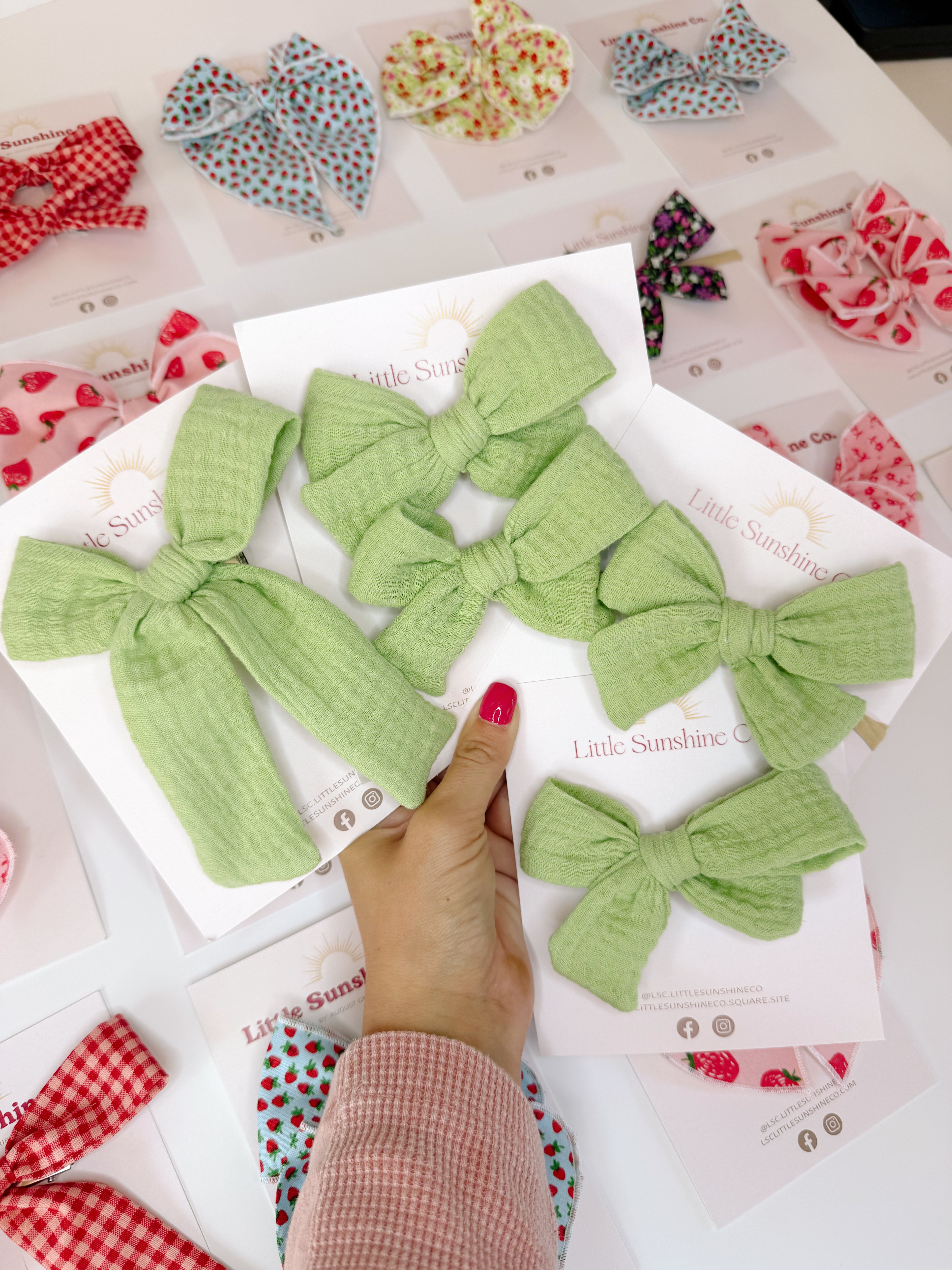Lime Gauze Hair Bows