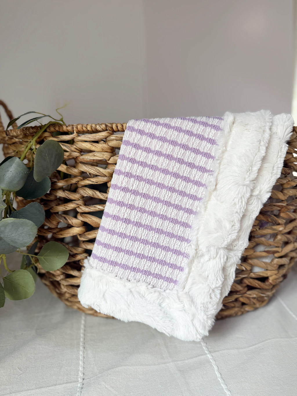 Lavender Stripes on Cream Snuggle Blankets