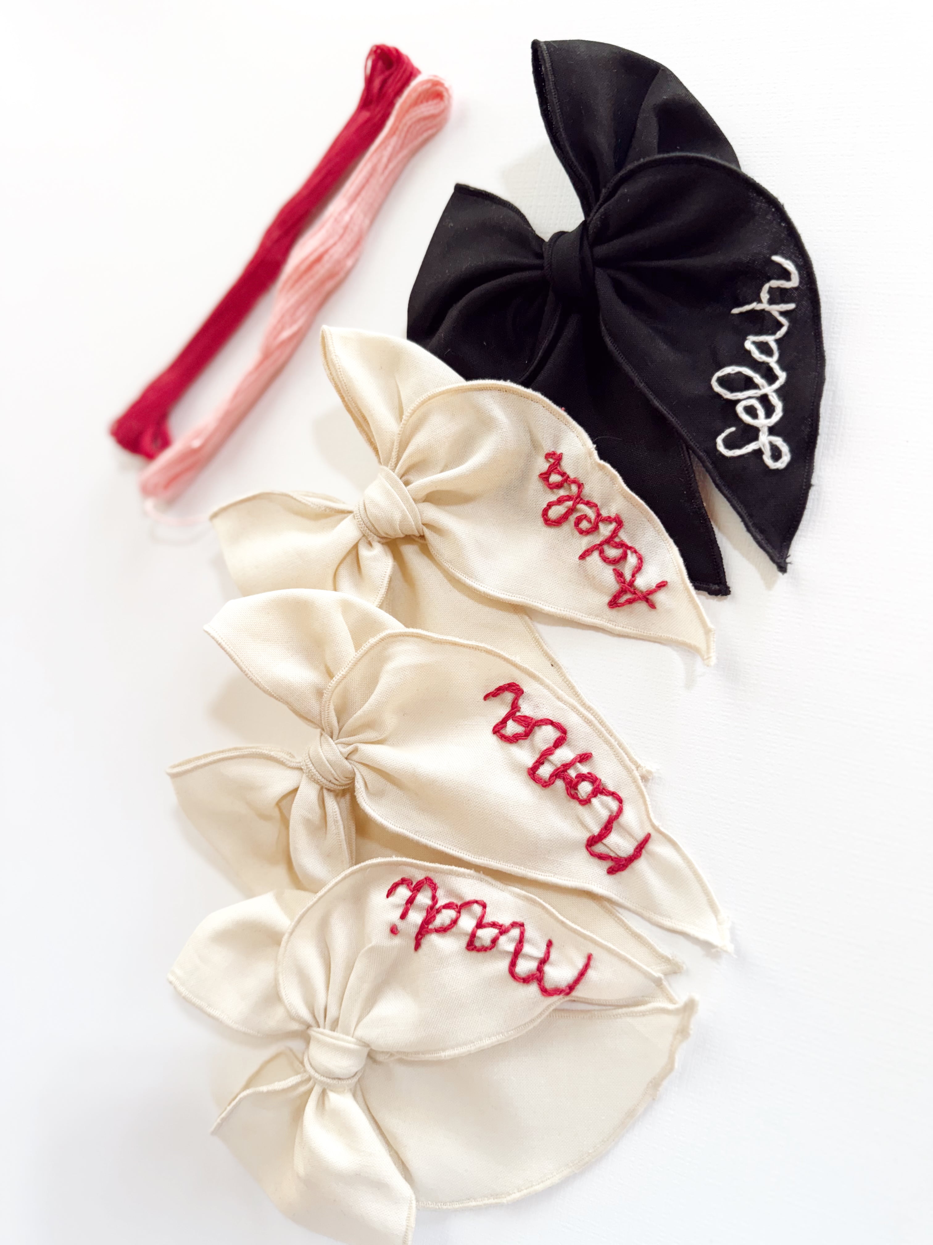 Personalized Hand-Embroidered Hair Bows