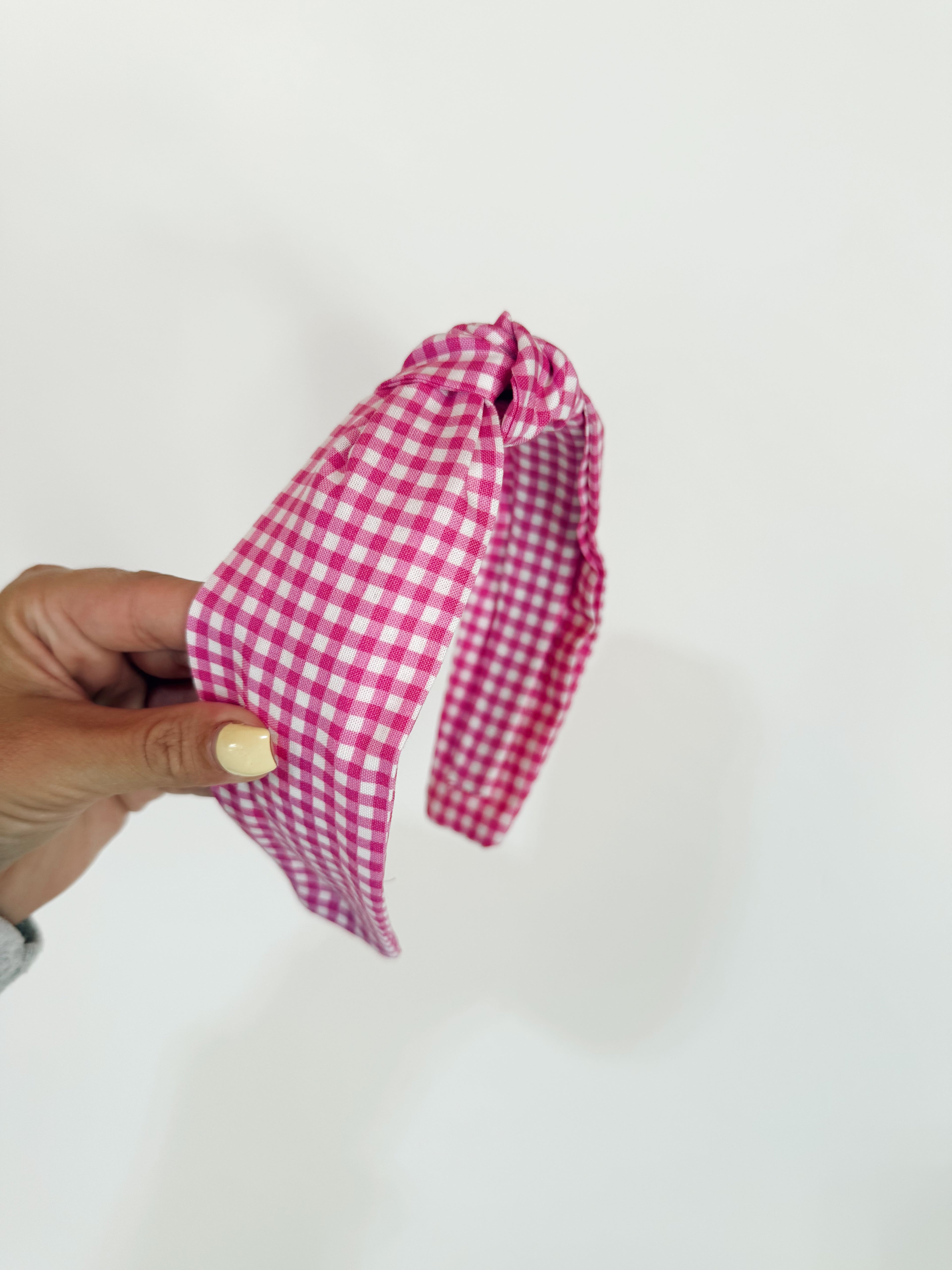 Purple Gingham Knotted Headbands