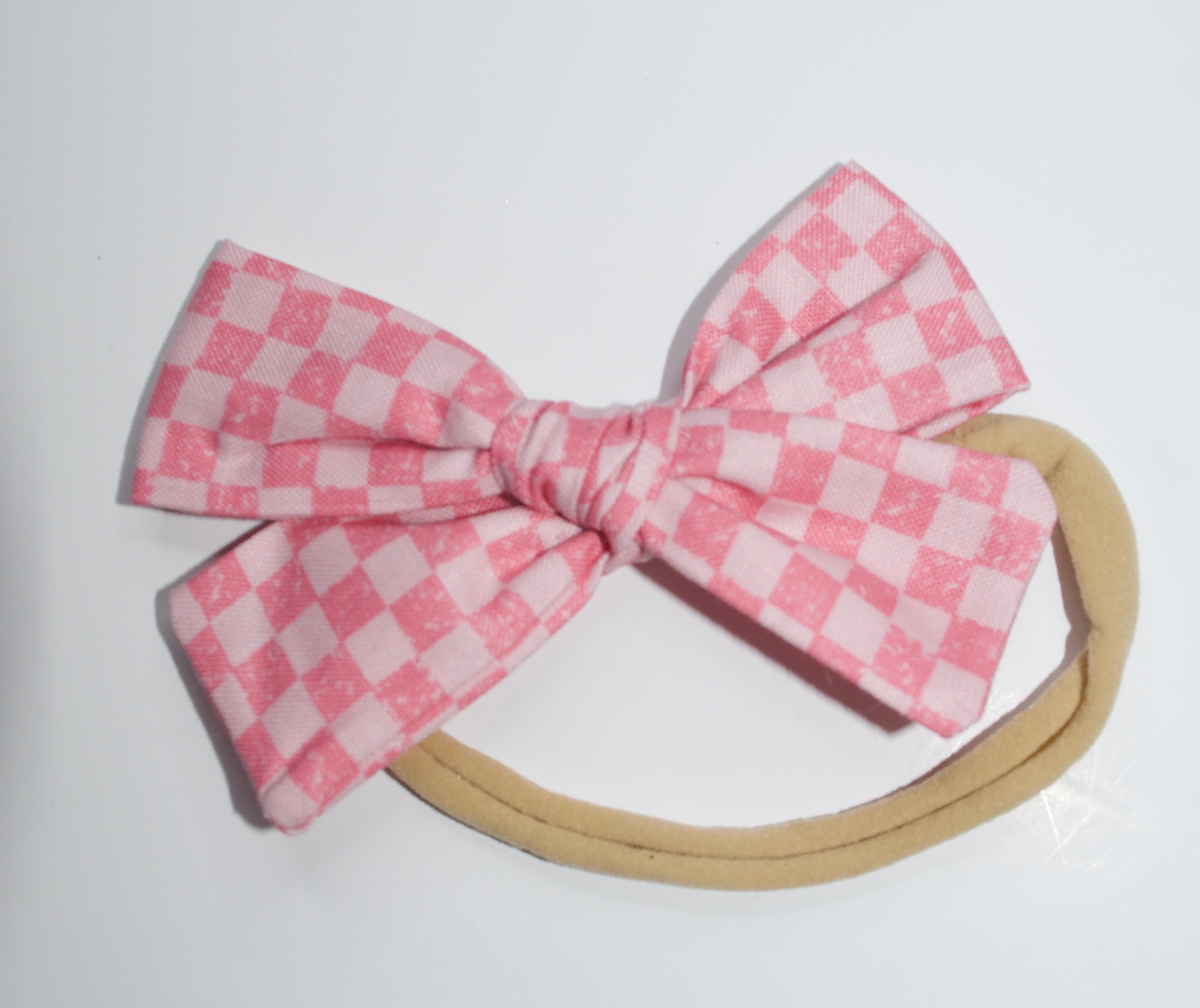 Nylon Headband- Pink Checkered